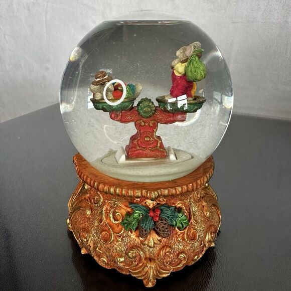 Vintage Stern's Musical Christmas Snow Globe "Joy To The World" Working SeeSaw - Picture 3 of 8